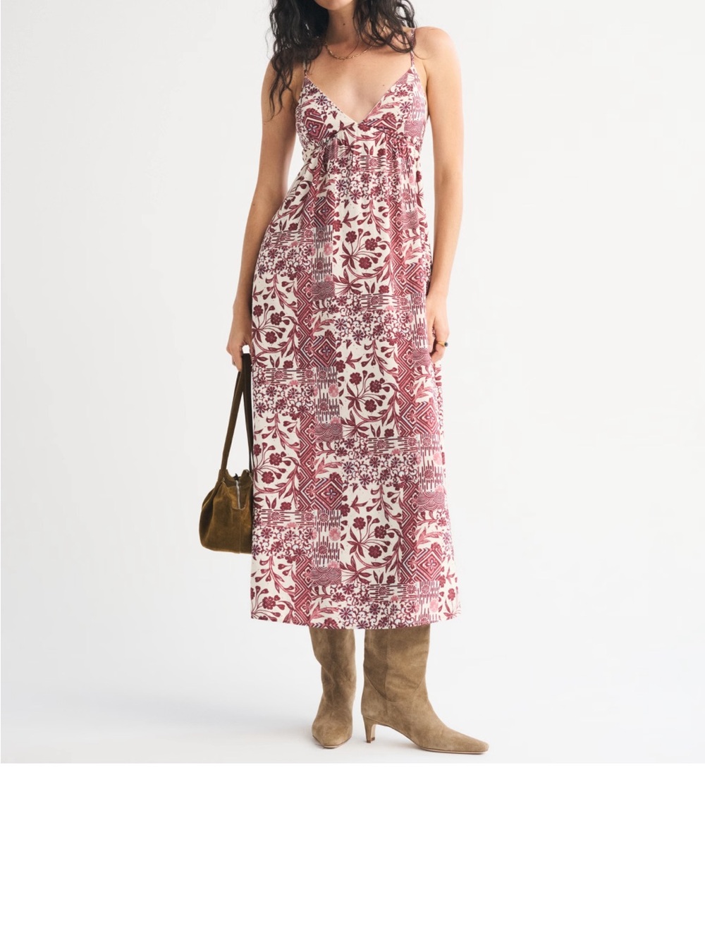 Abercrombie & Fitch Cream and Rust Floral Print Maxi Dress